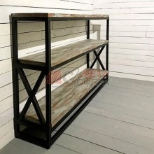Пристенная консоль с полкой для гостиной в стиле Лофт KP-032