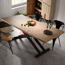 Обеденный стол в стиле Лофт (металлокаркас и дуб) STL-037