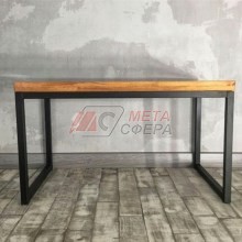 Стол на металлическом основании (столешница массив дуба и стекло) STL-06